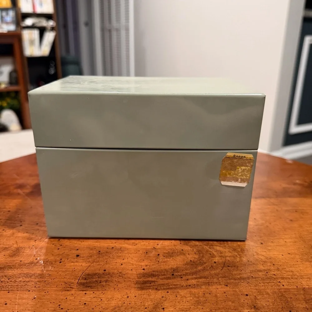 Vintage Metal Recipe File Box with Alphabetical Index Cards & Dividers